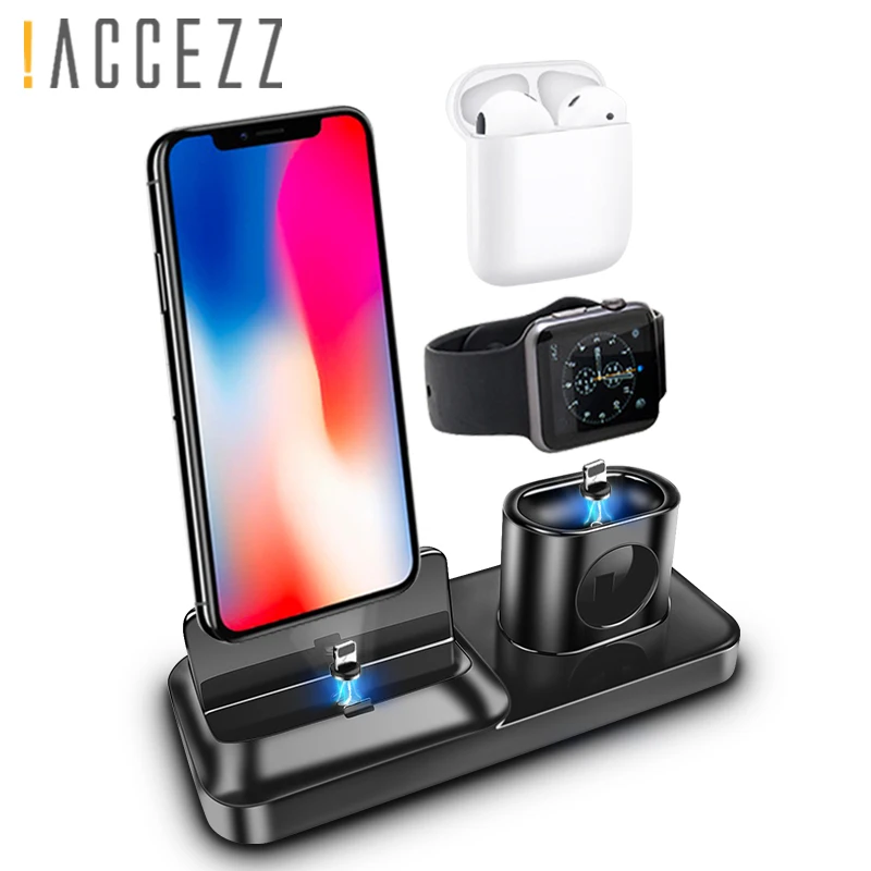 

!ACCEZZ 3 in 1 Desk Charger Holder Magnetic Charging For iphone X XS MAX XR For AirPods Apple i Watch For Samsung Xiaomi Charger
