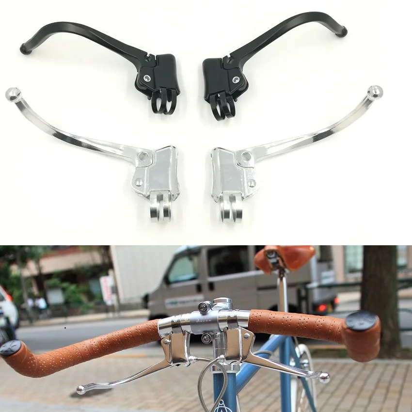 

1 PAIR Bicycle Brake DC139 City Road Bicycle Bend Handlebar Brake Lever Retro Bike V Brake Handle Accessories Wholesale