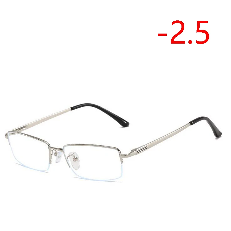Myopia 250 Бизнес с плоскими стеклами и половинной рамкой очки с диоптриями Для мужчин Fashion1.56 асферическая линза металлический Для мужчин готовой близорукость очки 0-0,5-0,75-4,0 - Цвет оправы: Myopia 250