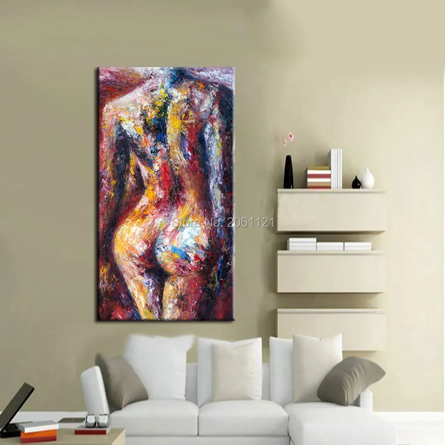 Современная цветная Обнаженная художественная живопись, ручная роспись, уникальные идеи, сексуальная женщина, тело, холст, картина маслом, Настенный декор