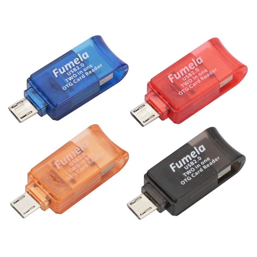 4 цвета Мини Micro USB 2,0 OTG адаптер+ Micro SD TF кард-ридер для телефонов Android внешний портативный USB SD кард-ридер 100 шт