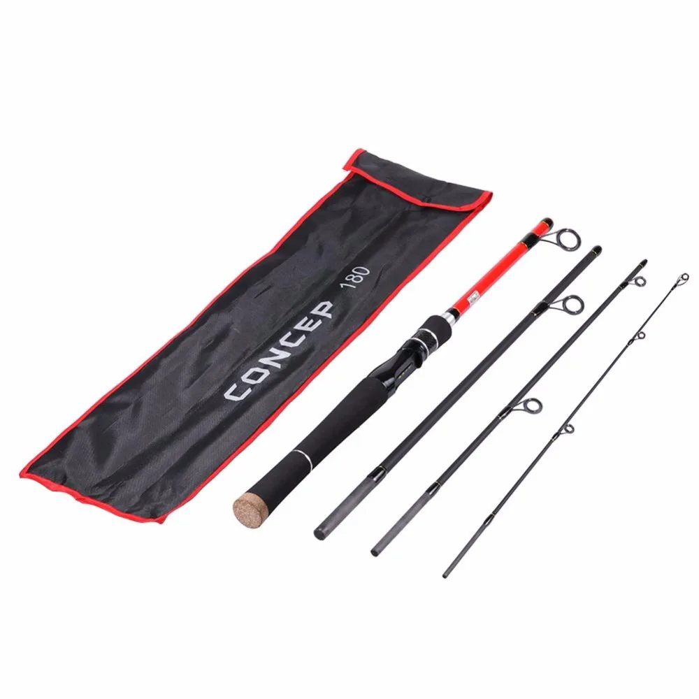 Portable 1.8m 1.98m Carbon Fiber Fishing Rod 4 Sections Lure Fishing
