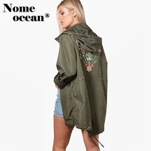 Женские куртки с цветочным принтом на спине; приталенное пальто на шнурке; большие размеры; US14-22; повседневная куртка на молнии; M17102004