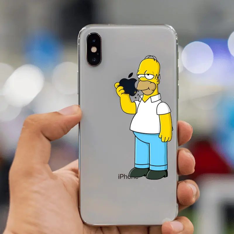 TPU Мягкий чехол из ТПУ с изображением Симпсона для iPhone 11, 11Pro, 5, 5S, SE, 6, XS, Max, 7, 8 Plus, XR, Забавный силиконовый прозрачный высококачественный чехол - Цвет: TPU