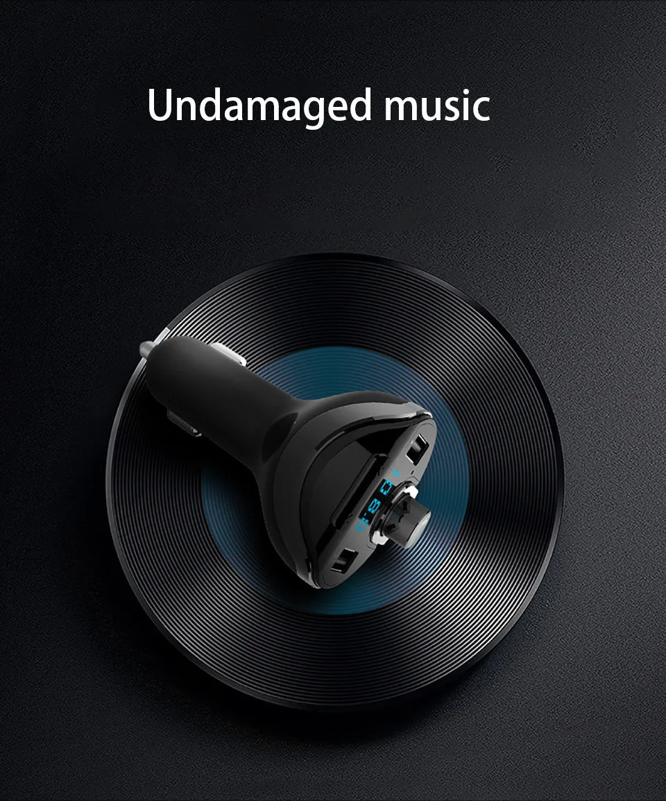 Audio MP3 Player Car Bluetooth FM Transmitter Wireless Modulator Bluetooth Car Kit Handsfree Speakerphone TF Slot 2 USB Ports (7)