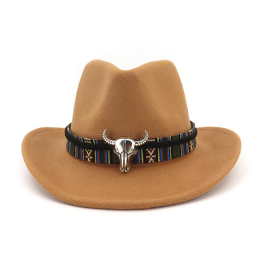 Коричневый Мужская и женская фетровая Кепка в стиле ретро ковбойская Кепка с широкими полями NGD88 - Цвет: Коричневый