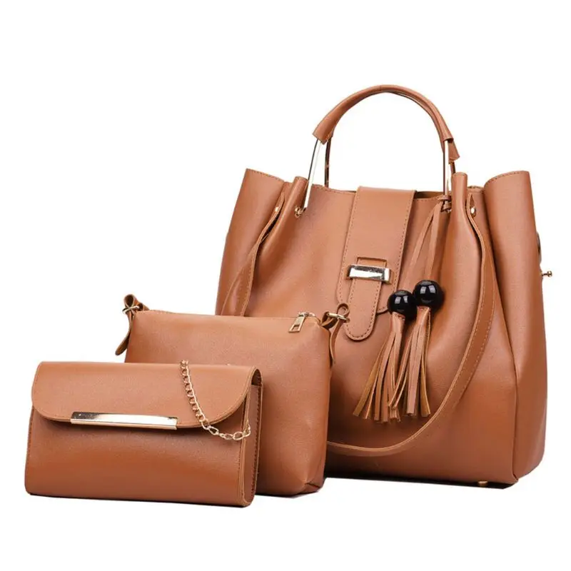 

New Fashion 3Pcs/Set Women's Leather Handbag Shoulder Bags Tote Purse Messenger Satchel Bags For Women 2018 Luxury Handbags