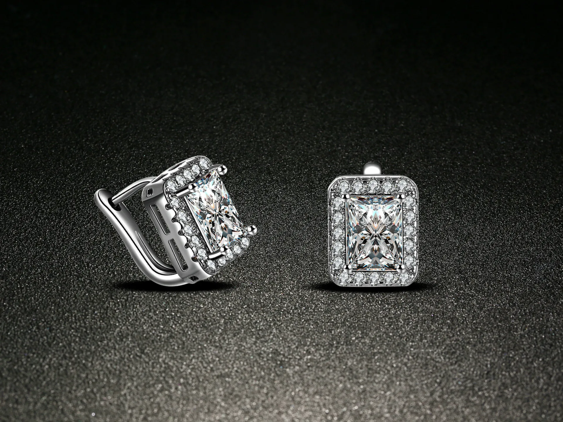 Серьги-гвоздики oorbellen, 925, anillos, кристалл, квадратные, роскошные серебряные серьги для женщин, циркония, модные ювелирные изделия Brinco