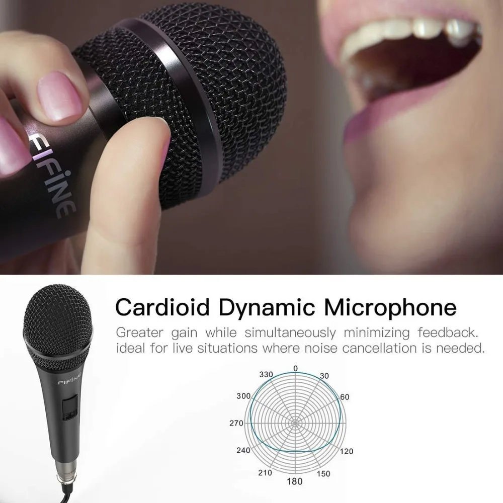 Fifine Dynamic 1/4 ''подключение вокальный микрофон для динамика семья караоке небольшой сценический с переключателем вкл/выкл k6