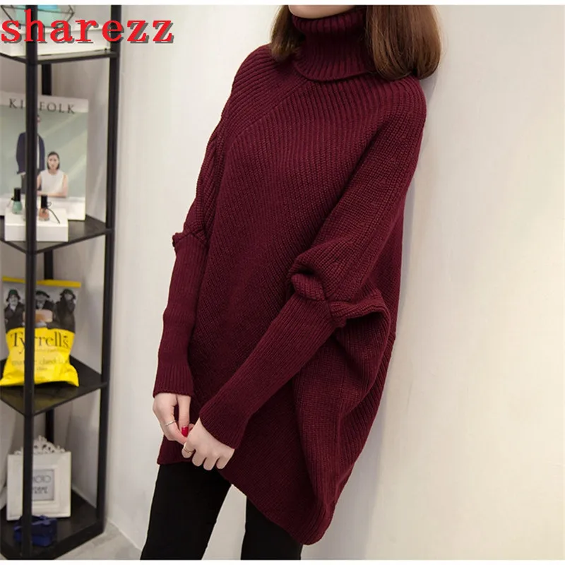 

Women sweaters and pullovers loose turtleneck sweater 2018 irregular Korean female sweater thick Casual Knitted Sweater