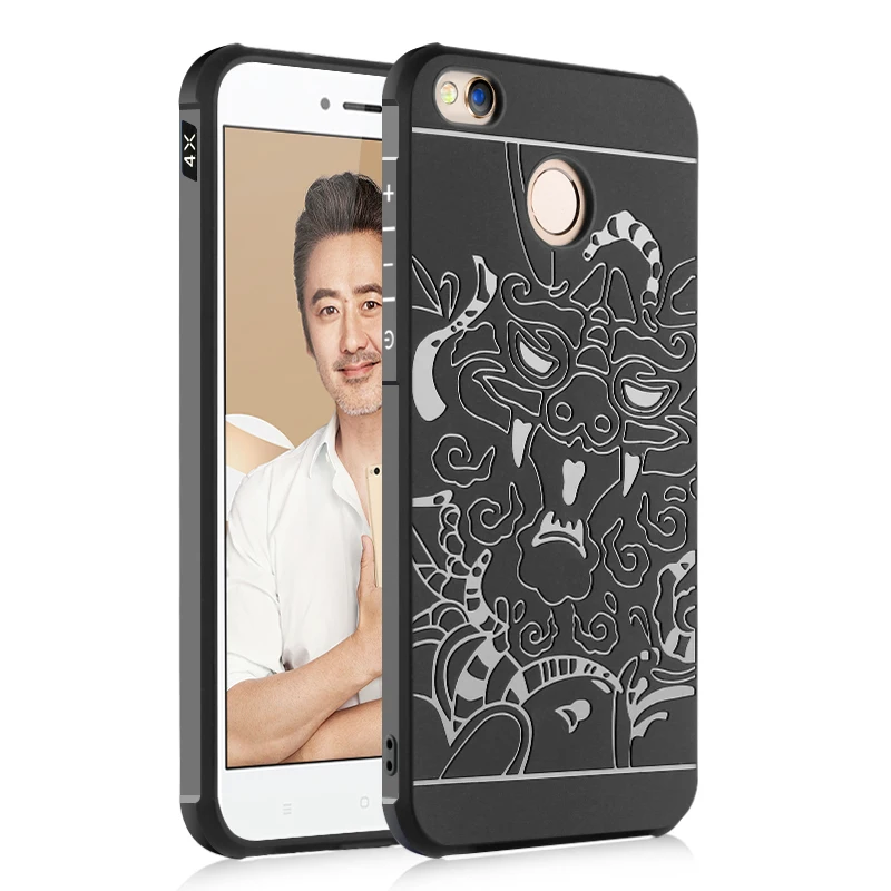 Phone Case For Xiaomi Redmi 4X Luxury Soft 3D Dragon Silicon Cover Shockproof Bumper Shell Capa Fundas Coque |