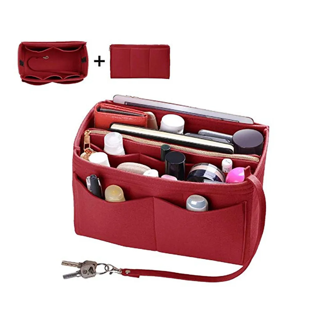 High Quality Multi Pocket Felt Purse Handbag Organizer Insert Storage Tote Shaper Fabric Bag 7.38 7.9 8.479