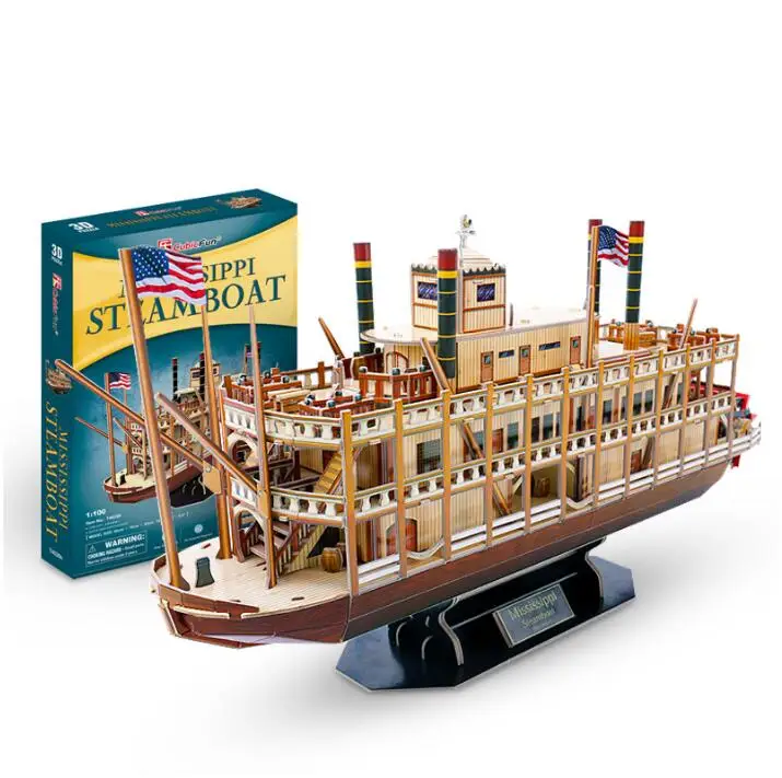 

Educational toy 1pc CubicFun The Mississippi River steamship steamboat creative 3D paper DIY jigsaw puzzle model kits gift toy