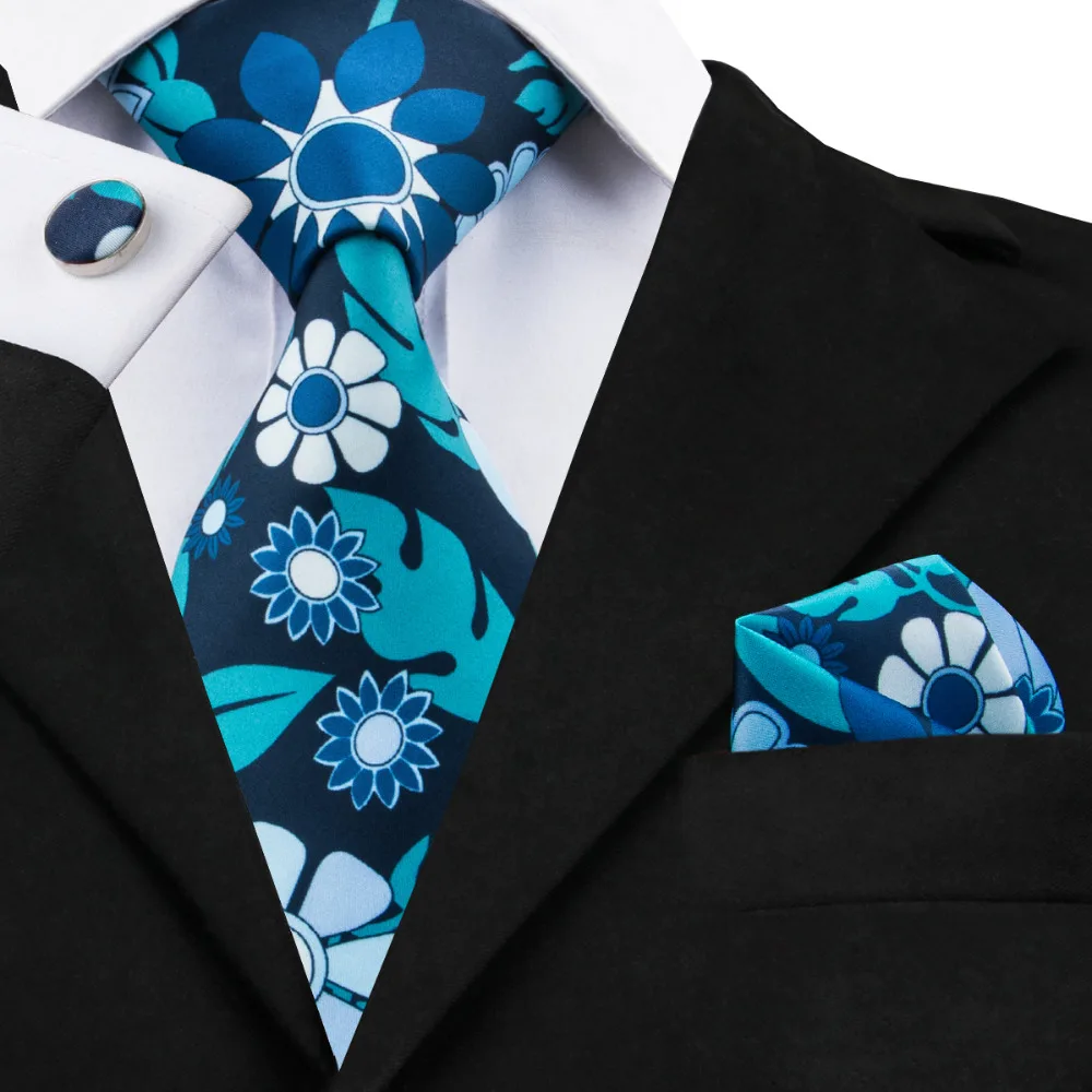 Buy C 1223 Navy Blue Neck Ties Pocket Square Cufflinks