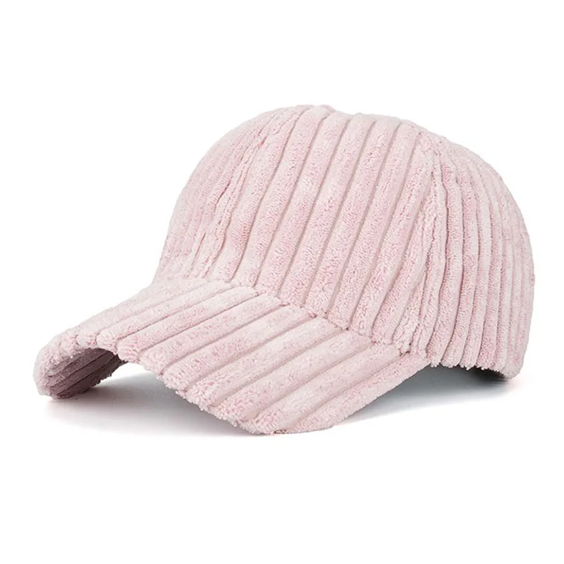 Pink Зимняя бейсболка для женщин в полоску вельвет snapback Шапки бренд хип-хоп плоские шляпы для мужчин Мужская Casquette# lrew - Цвет: Pink