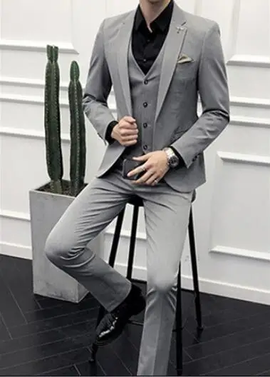as picture Мужские Нотч 3 предмета Свадебный костюм Slim Fit Формальные повседневное жених смокинги для женихов мужские однобортный пиджак - Цвет: as picture