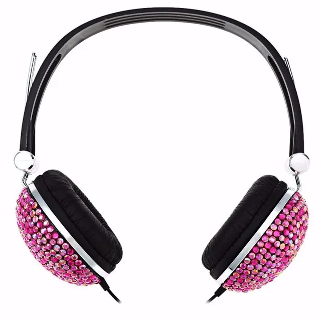 Artificial Shiny Crystal Rhinestone Bling Headphones Portable Fashion