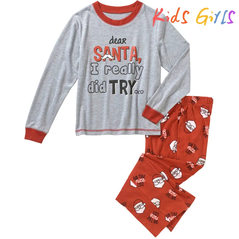 girl set Семейные комплекты Рождественская Пижама комплект отца mather сына и дочки детская одежда для сна с рисунком одежда для сна наряды хлопка - Цвет: girl set