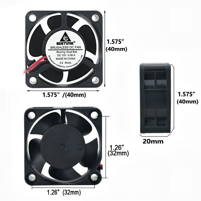 Rolamento de Esferas Ventilador sem Escova da cc Centímetros de Refrigeração do Dissipador de Calor Peças Gdstime Pequeno 40mm x 20mm 4 Radiador 40x40mm Refrigerador Computador 4020 5 12 v - Imagem 4