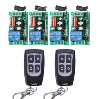 

AC 220V 10A Wireless Remote Control Wireless Light Switch System 4 Receiver 2 Transmitter Light Lamp LED SMD ON OFF