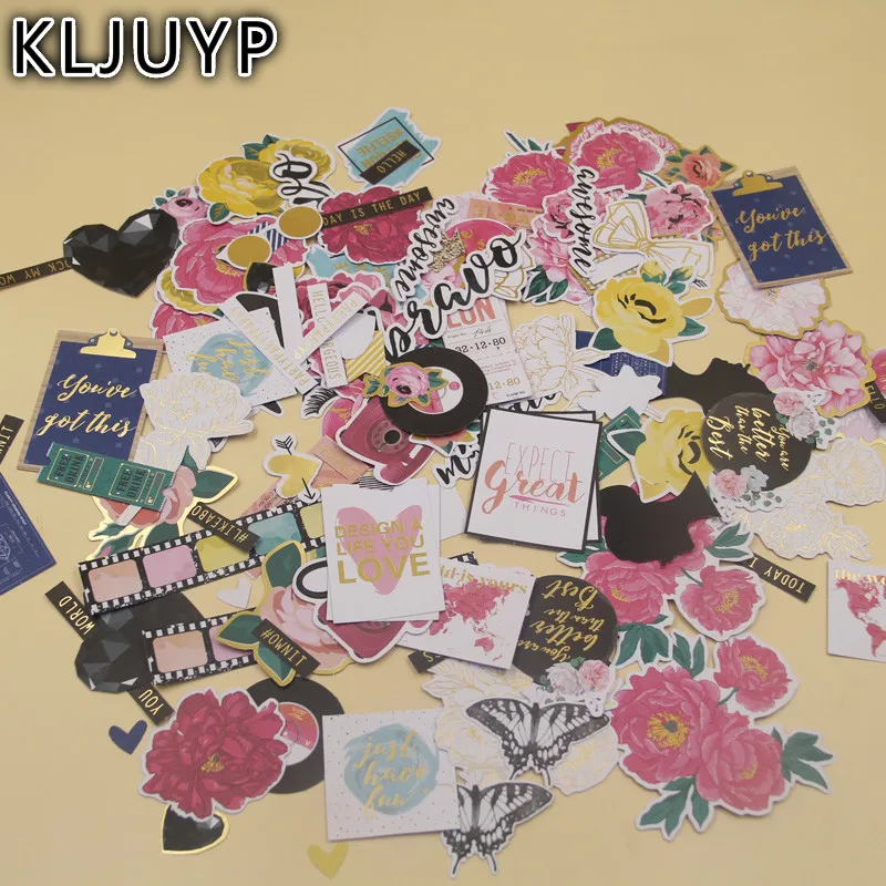 KLJUYP 136pcs Rose Flowers Cardstock Die Cuts for Scrapbooking Happy Planner/Card Making/Journaling Project