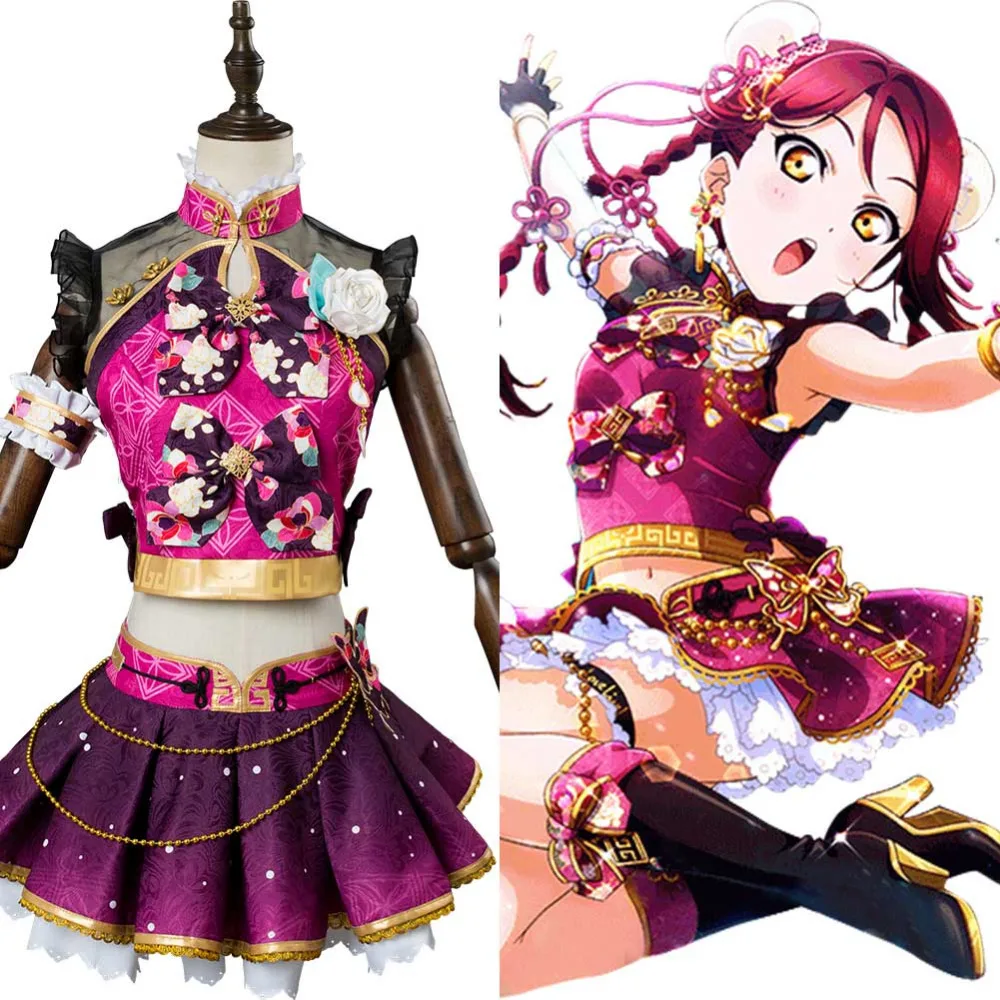 Сакураучи Рико костюм-Чонсам для косплея LoveLive Aqours сакураучи Рико Косплэй Для женщин девочек китайское платье
