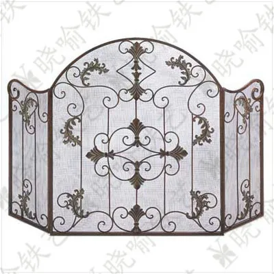 Image Wrought iron vertical mantel furnace circumference Fire screen Folding screen fireplace cover