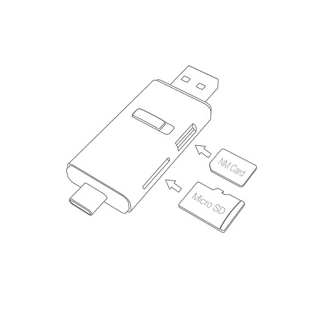 100 МБ/с./с 2 в 1 считыватель карт памяти для huawei type C двойной USB порт mutil-функция Micro SD и NM Nano считыватель карт памяти