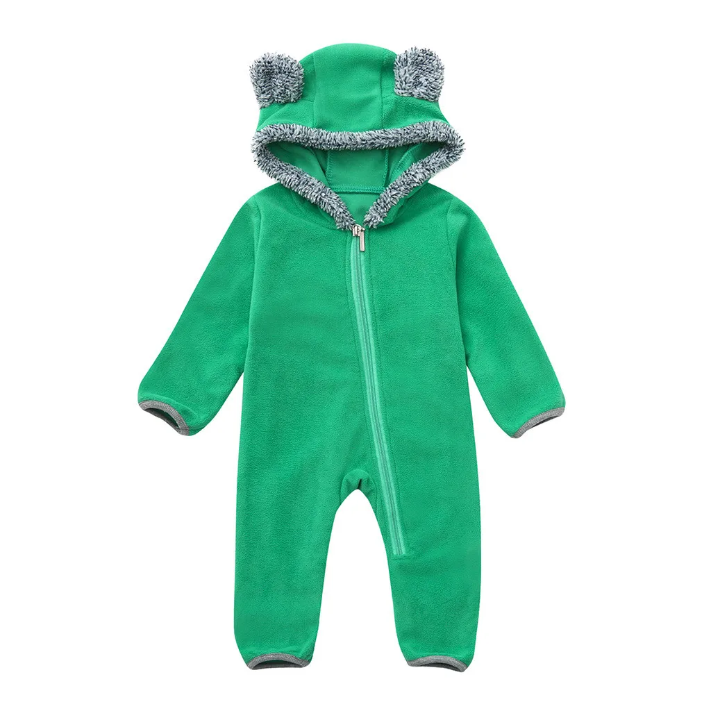 ARLONEET/Детский комбинезон с капюшоном и мультяшными ушами для новорожденных мальчиков и девочек, одежда с молниями, бархатный комбинезон, сохраняющий тепло, 6 цветов, CA02
