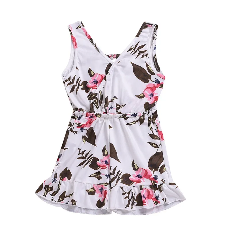 

Lovely Kids Baby Girls Onesies Summer Strap Sleeveless Floral Rompers Playsuits One Piece Outfits 1-6Y