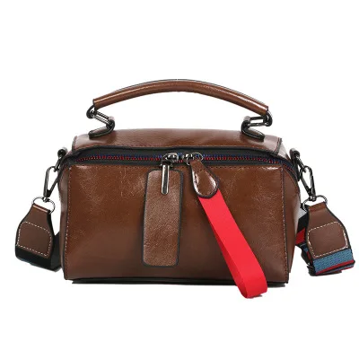 brown Bolsa Mujer сумки для женщин модные сумки двойная молния женские сумки почтальон Красочные Широкие ремешки Лоскутные сумки-тоут - Цвет: brown