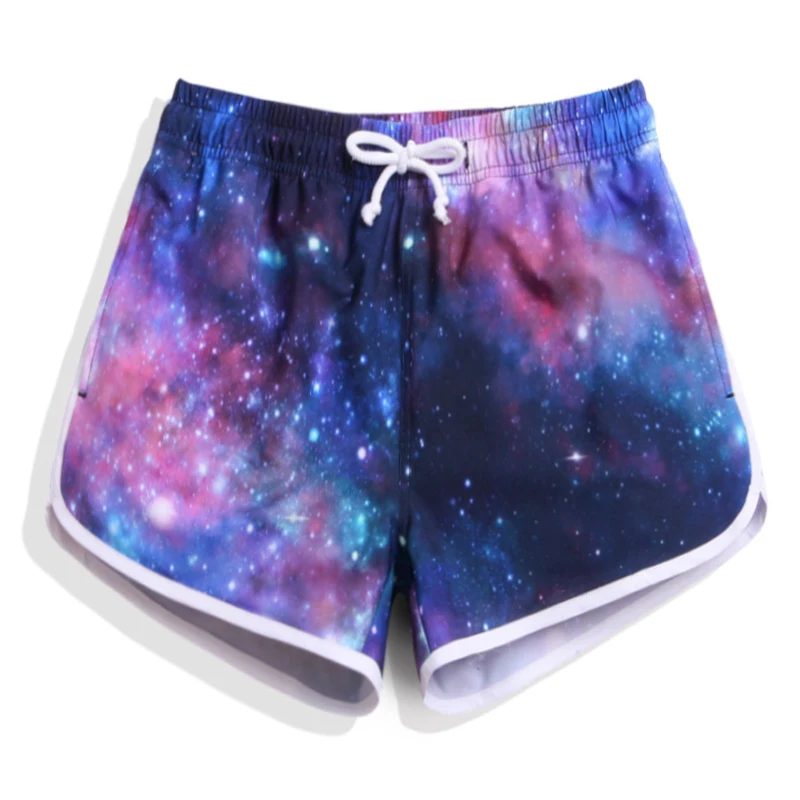Women S Summer Starry Sky Printed Quick Dry Beach Shorts High Quality Outdoor Sports Shorts