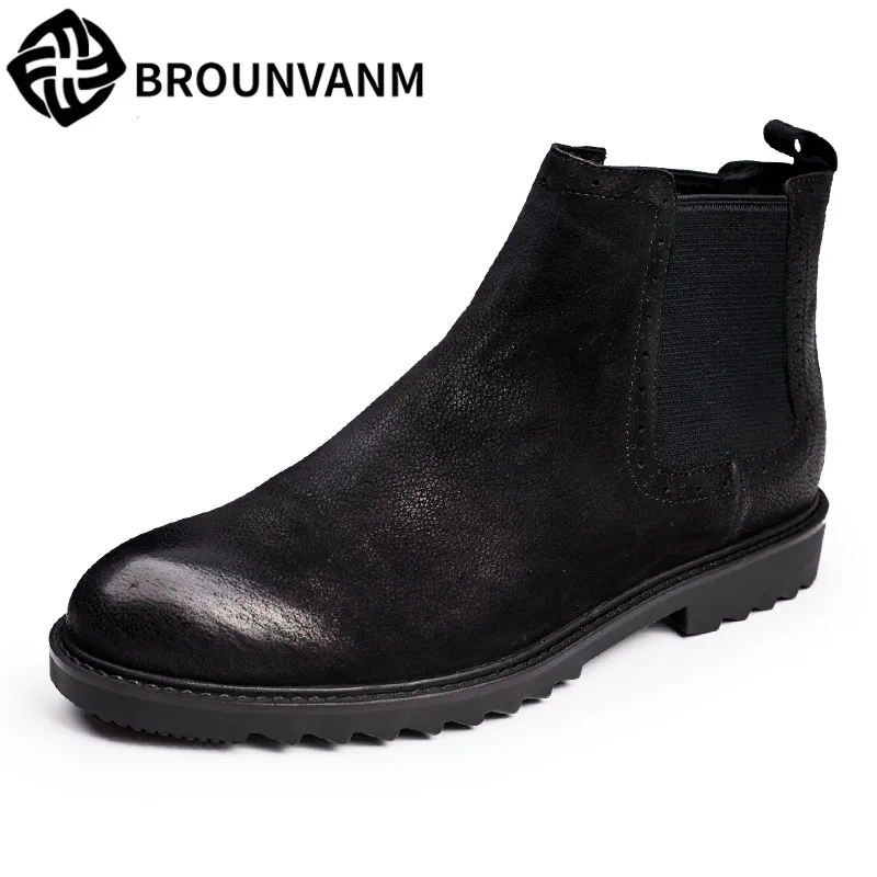 

autumn wintermen boots British leather men boots retro short high Chelsea leathe boots