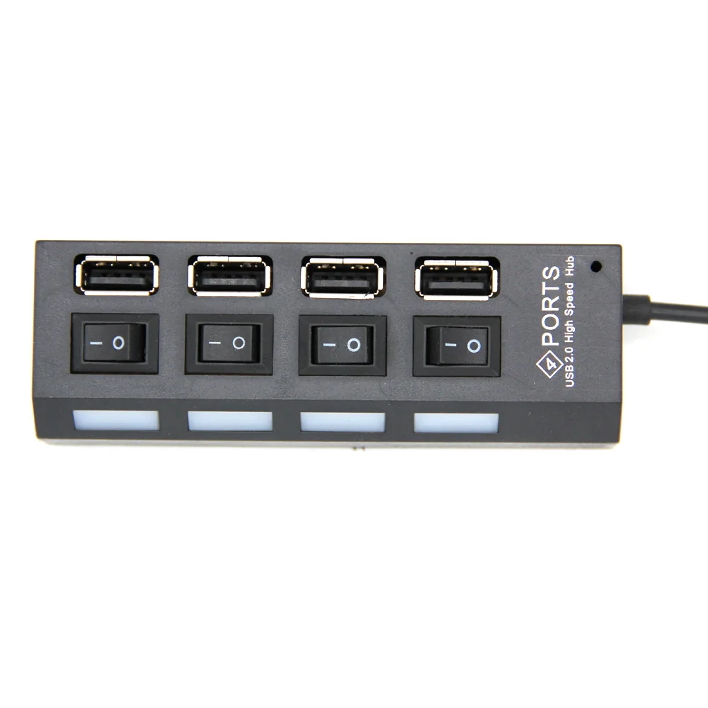 Мини USB 2,0 4 Порты и разъёмы usb-зарядное устройство USB 2,0 usb-хаб с включения/выключения для планшет ноутбук компьютер Тетрадь светодиодный свет