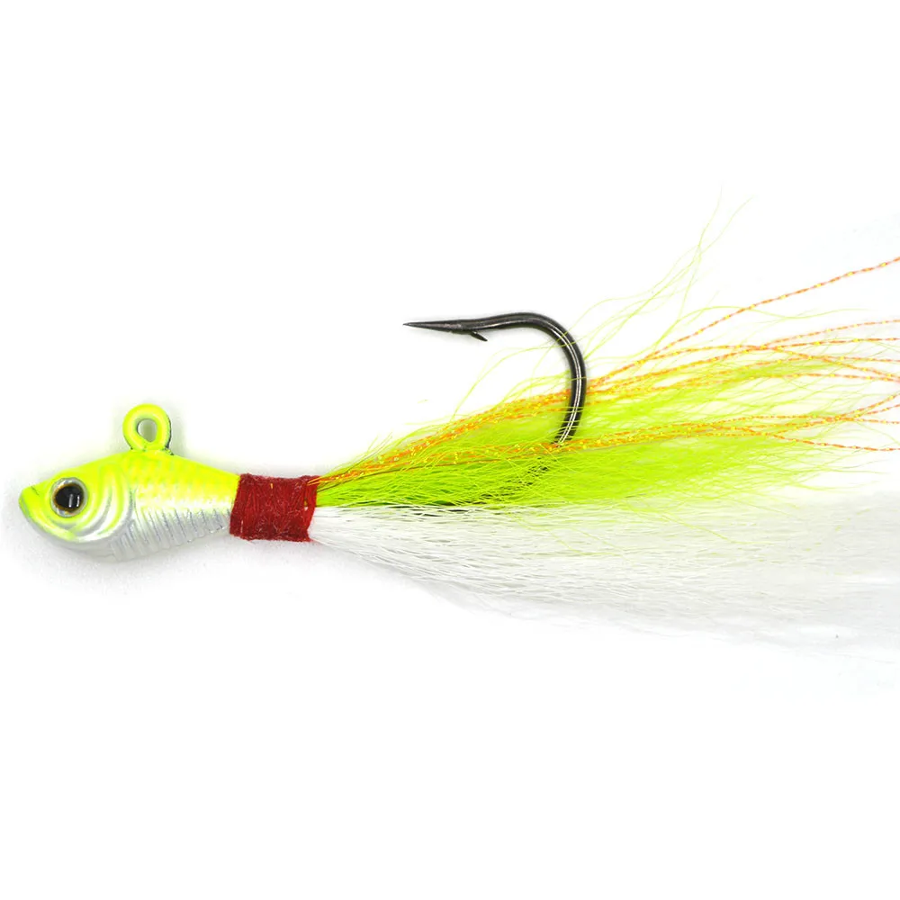 1 pieces green 7 г 10 г 15 г 28 г 56 г 3D глаз Bucktail Джиг 6 цветов большая игра соленой воды свинцовая голова рыболовные приманки - Цвет: 1 pieces green