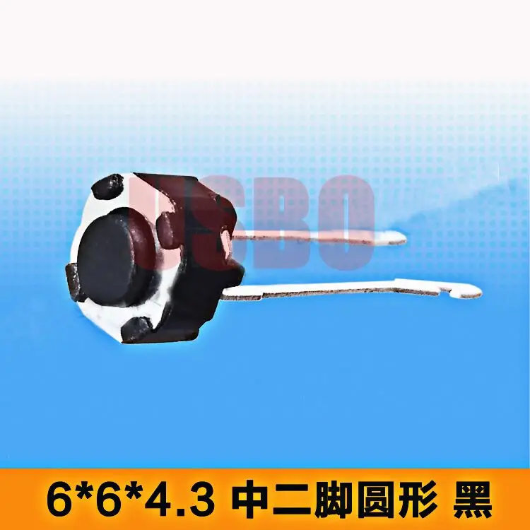 

6*6*4.3mm 2Pins In The Middle With Round Tactile Push Button Switch Touch Tact Switch Black White In Stock