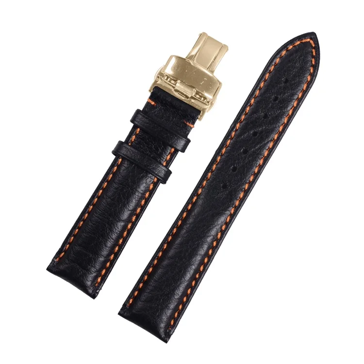 Blk Orange Thread G EACHE коричневый черный Бабочка Пряжка разворачивается Мужская t Пряжка ремешок натуральная телячья кожа ремешки мужские Wo мужские 18mm20mm 22mm - Цвет ремешка: Blk Orange Thread G