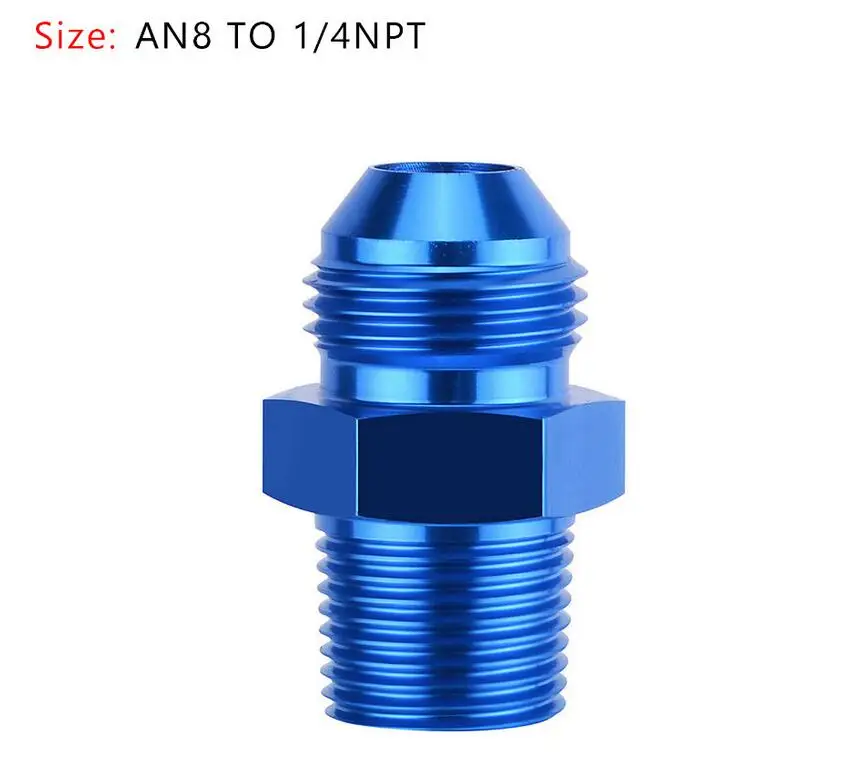 Areyourshop автомобильный 1 шт. AN4 AN6 AN8 AN10 AN12 NPT прямой Мазут Воздушный шланг фитинг Мужской адаптер синий авто аксессуары - Цвет: AN8 TO 1 4NPT