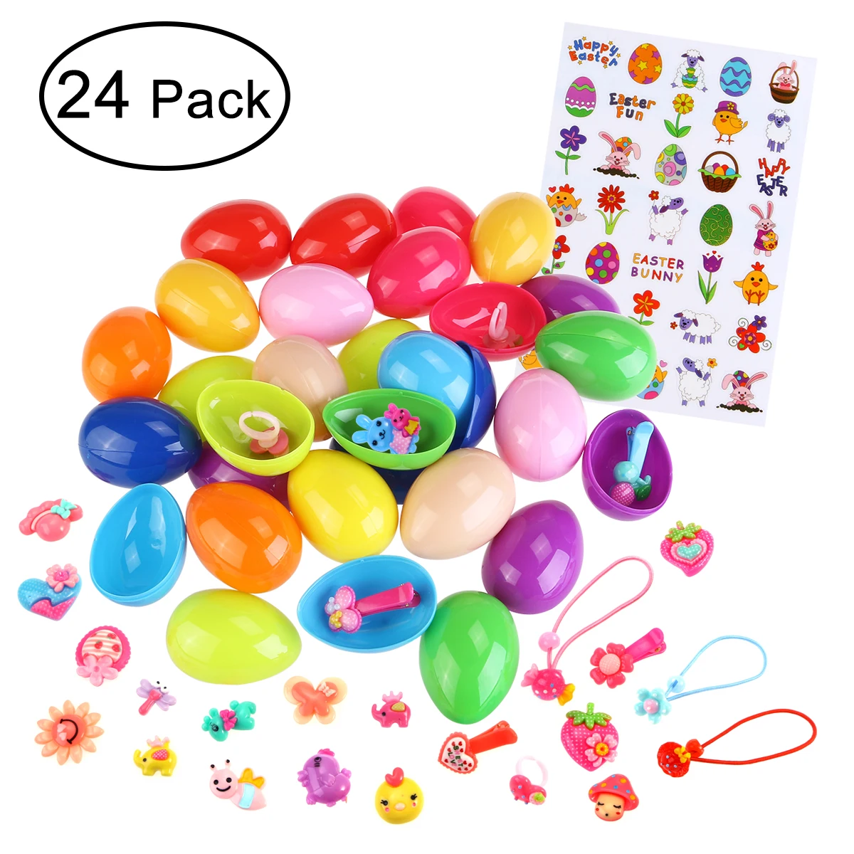 BESTOYARD 24pcs Toy Filled Easter Eggs & 1pc Child Sticker Settoy fillingtoy eggstoys toys