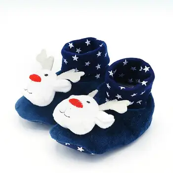 

0-1-year-old Christmas Baby Shoes Boys And Girls Soft Bottom Cute Socks Toddler Warm Booties Soft Small Deer Model Shoes