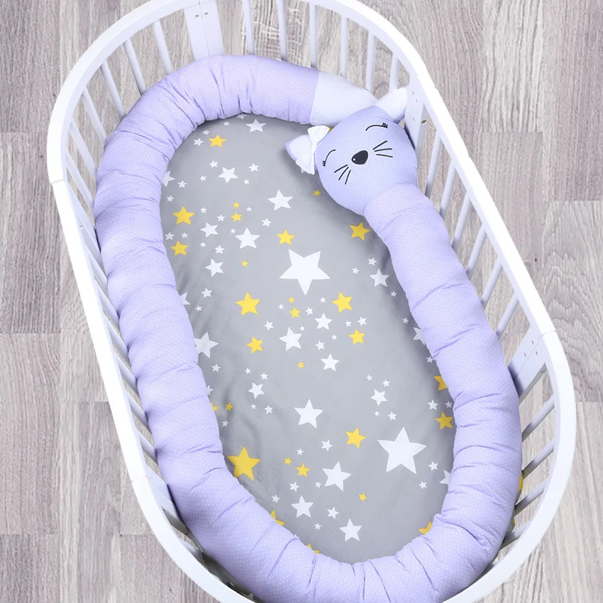 Newborn BabyAround Cushion cartoon Foldable Prevent bruises Crib Baby Bed cotton Safety Protection Portable BMT022 - Цвет: B