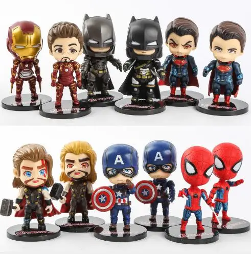 6 шт./лот DC Лига Справедливости и Marvel Мстители Super Hero персонажи модель винил фигурку игрушка для детей