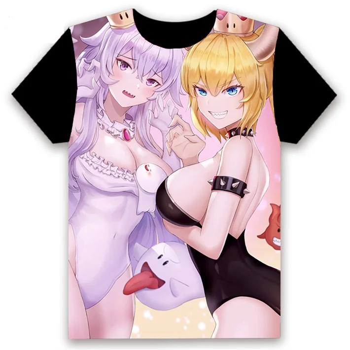 10 Футболка с аниме Boosette Bowsette Bowser, принцесса, принт, сексуальный, косплей, короткий рукав, унисекс, черная футболка, топы, Повседневная летняя одежда - Цвет: 10