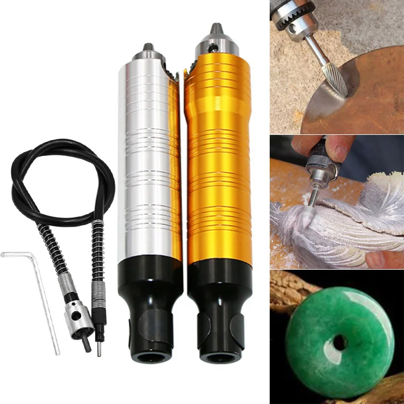 Tube Chuck Attachment Electric Drill Flexible Shaft Kit for Jade Wood Chisel Carving CLH@8