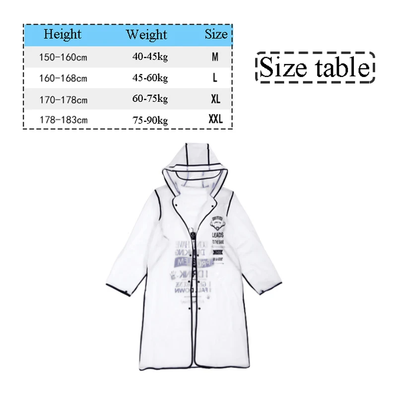 New Fashion Women's Transparent Eva Plastic Girls Raincoat Travel Waterproof Rainwear Adult Poncho Outdoor Rain Coat