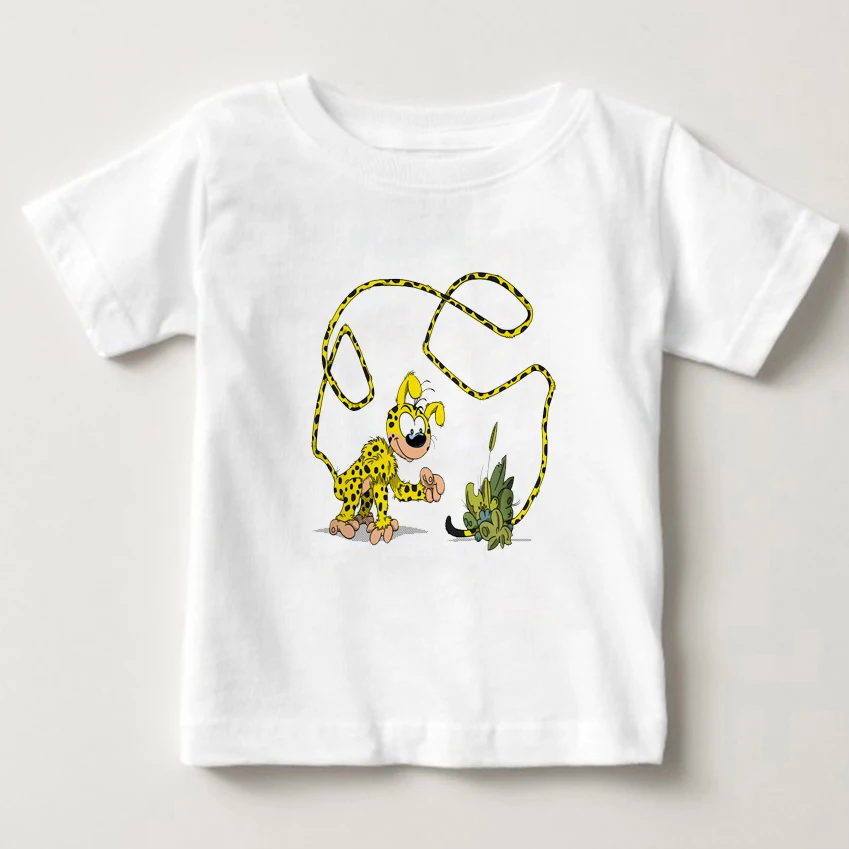 Sur la piste du Marsupilami Приключения футболка Веселая с длинным шлейфом для девочек леопардовая рубашка с рисунками для маленьких мальчиков, летняя рубашка для маленьких девочек, детская одежда с короткими рукавами