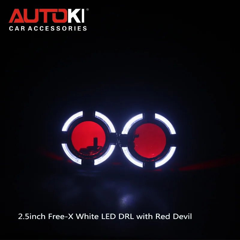Autoki Angel Eye Halo интегрированный ободок проектор кожухи объективов маски светодиодный DRL для 2,5 дюймов WST Биксеноновые линзы проектора+ глаза дьявола