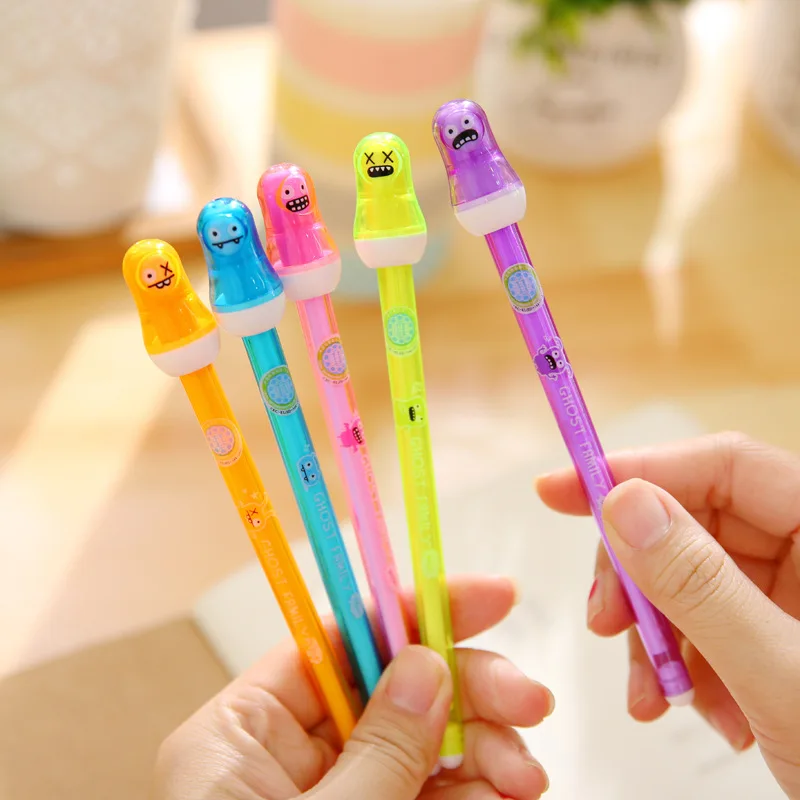 5pcs/lot Novelty Ghost Doll Erasable gel pens for writing 0.5mm black ink pen set Kawaii