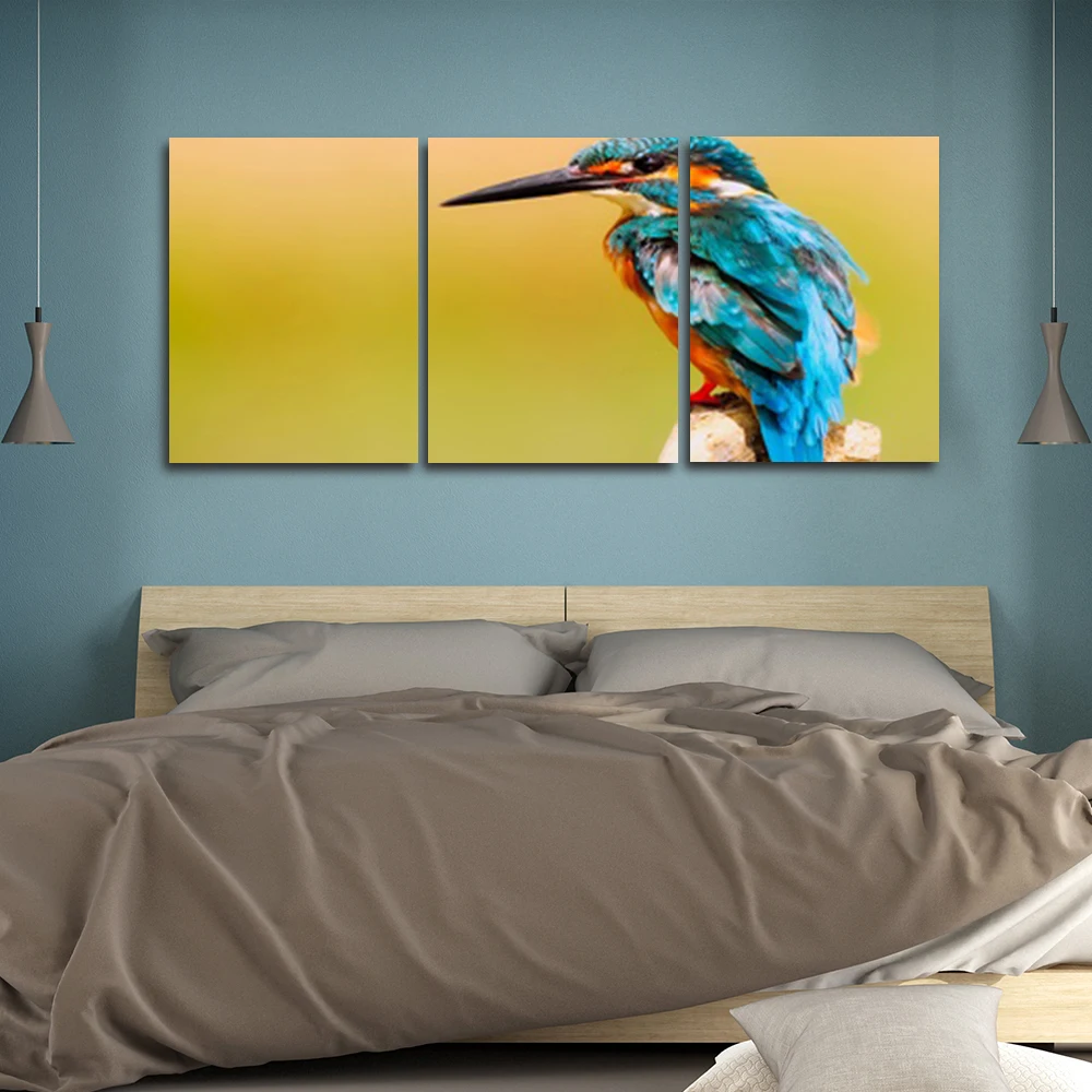 

Laeacco 3 Panel Color Bird Nordic Wall Artwork Animal Posters and Prints HD Canvas Paintings Calligraphy Home Living Room Decor