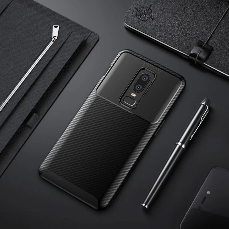 

for OnePlus 6 Case OnePlus6 Back Cover Luxury Carbon Fiber Slim Silicone Shockproof Soft TPU Case for OnePlus 6 Capa One Plus 6